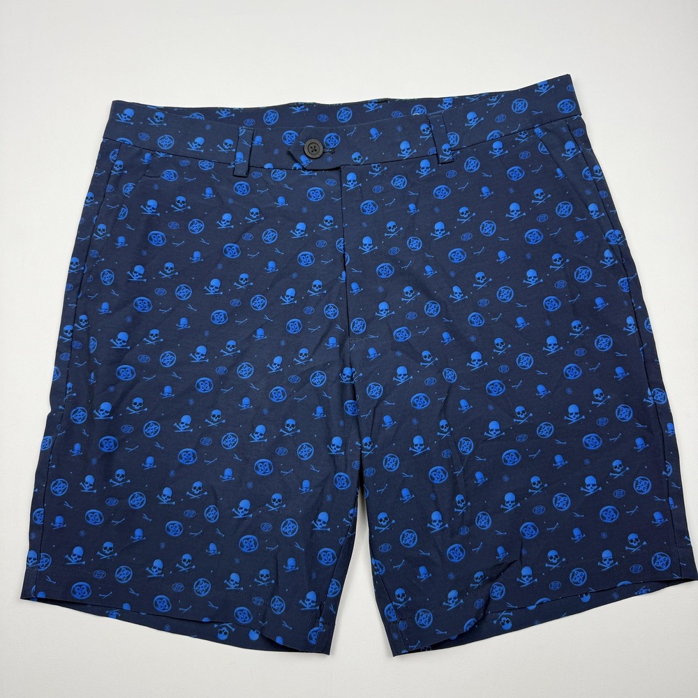 G/FORE Shorts Mens 33 Blue Skull Golf Performance Stretch 8 Inseam Pockets